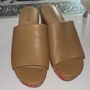 Chico's Brown Mules with Red Accents